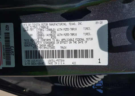 2021 Toyota Tundra Sr5 из США, поврежденный, VIN 5TFEY5F19MX273883